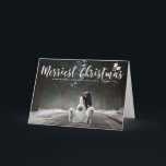 Cartes Pour Fêtes Annuelles Calligraphie moderne Merriest Christmas Photo Card<br><div class="desc">Carte photo de vacances élégant et fantaisiste avec calligraphie moderne blanche et saint. Des articles correspondants tels que des autocollants,  des étiquettes et des timbres sont disponibles.</div>