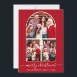 Cartes Pour Fêtes Annuelles Calligraphie moderne Noël 3 Arche photo Rouge<br><div class="desc">Calligraphie moderne tendance Script Joyeux Noël 3 Photo Arch Carte de vacances - Rouge</div>
