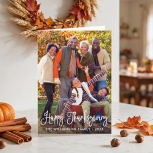 Cartes Pour Fêtes Annuelles Calligraphie moderne photo pliée de Thanksgiving