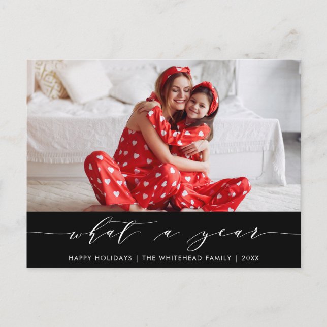 Cartes Pour Fêtes Annuelles Calligraphie moderne Quelle année photo noire (Devant)