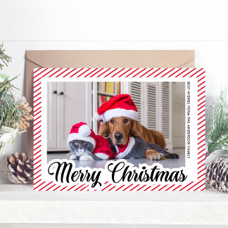 Cartes Pour Fêtes Annuelles Calligraphie moderne rouge Photo de Noël Joyeux No