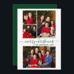 Cartes Pour Fêtes Annuelles Calligraphie moderne Script 4 Photo Christmas Gree<br><div class="desc">Calligraphie moderne tendance Script 4 Photo Famille Photo Collage Joyeux Noël Carte de vacances - Forest Green</div>