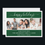 Cartes Pour Fêtes Annuelles Calligraphie moderne Script Green 3 Photo<br><div class="desc">Calligraphie moderne tendance Script 3 Photo Famille Photo Collage Carte Joyeux Vacances - Forest Green</div>