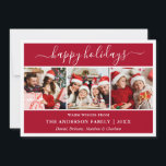 Cartes Pour Fêtes Annuelles Calligraphie moderne Script Red 3 Photo<br><div class="desc">Calligraphie moderne tendance Script 3 Photo Famille Photo Collage Carte Joyeux Vacances - Rouge</div>