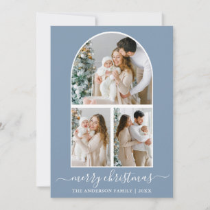 Cartes Pour Fêtes Annuelles Calligraphie Noël 3 Arc photo Dusty Blue