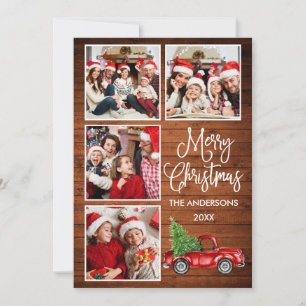 Cartes Pour Fêtes Annuelles Calligraphie Noël Camion Vintage Bois 4 Photo