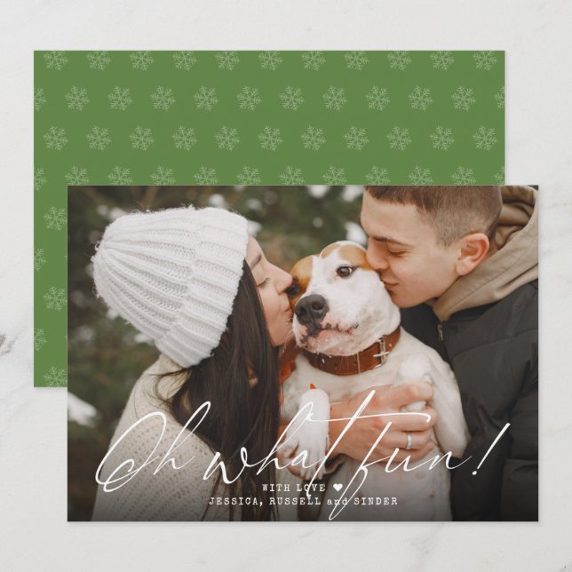 Cartes Pour Fêtes Annuelles Calligraphie Oh What Fun Photo (Devant / Derrière)