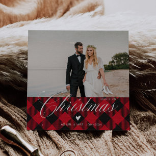 Cartes Pour Fêtes Annuelles Calligraphie Photo Carreaux Notre Premier Noël