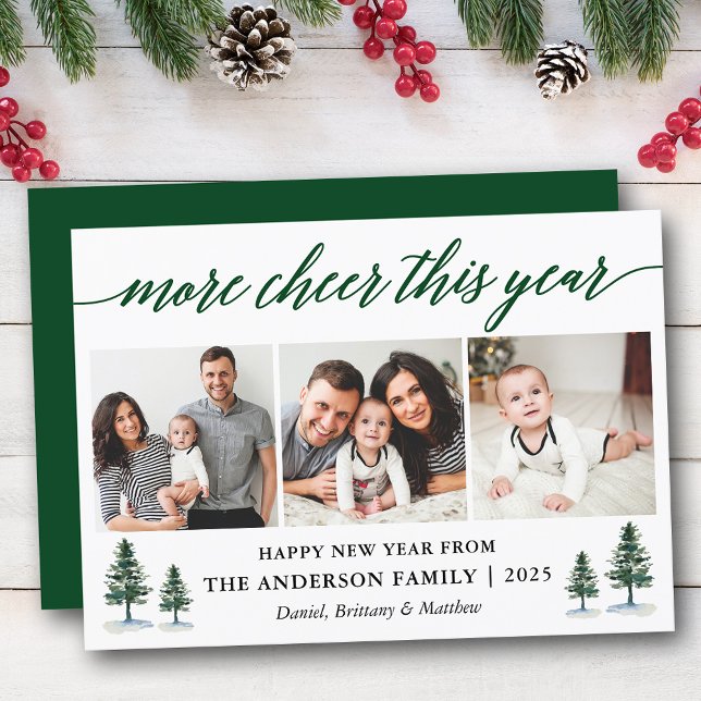 Cartes Pour Fêtes Annuelles Calligraphie Plus Cheveux Cette Année 3 Pins Photo (Customize to add text to back of card.)