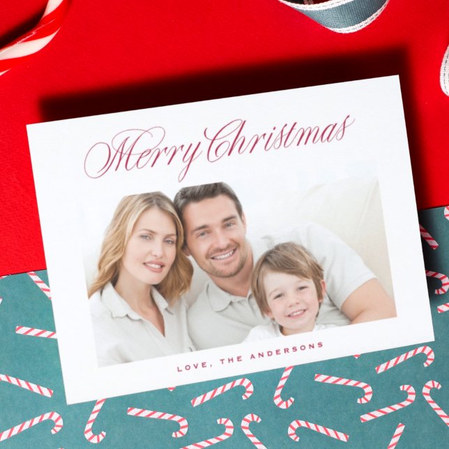 Cartes Pour Fêtes Annuelles Calligraphie rouge classique Joyeux Noël Photo (Créateur téléchargé)