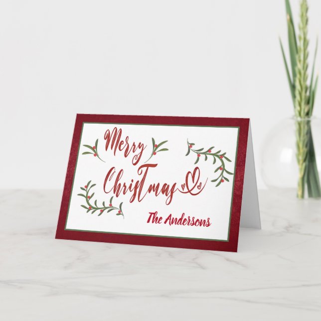 Cartes Pour Fêtes Annuelles Calligraphie rouge Joyeux Noël saint (Devant)