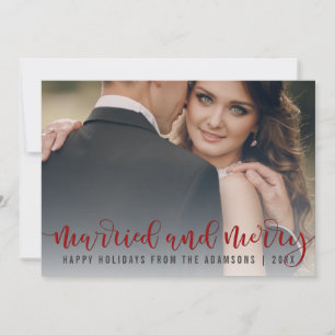 Cartes Pour Fêtes Annuelles Calligraphie Rouge Mariée Et Joyeuse   Photo nouve