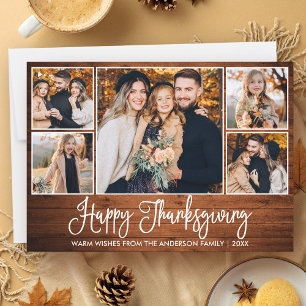 Cartes Pour Fêtes Annuelles Calligraphie Rustique Bois 5 Photos Thanksgiving