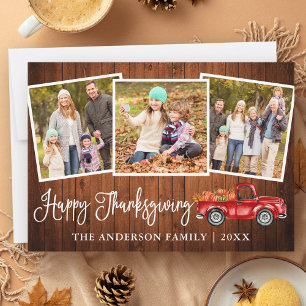 Cartes Pour Fêtes Annuelles Calligraphie Rustique Bois Thanksgiving Camion 3 P