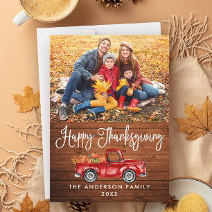 Cartes Pour Fêtes Annuelles Calligraphie Rustique Bois Thanksgiving Camion Pho