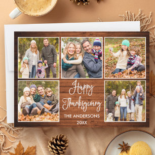 Cartes Pour Fêtes Annuelles Calligraphie rustique en bois 5 Photo Thanksgiving