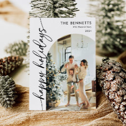 Cartes Pour Fêtes Annuelles Calligraphie Script Happy Holidays Arch Photo