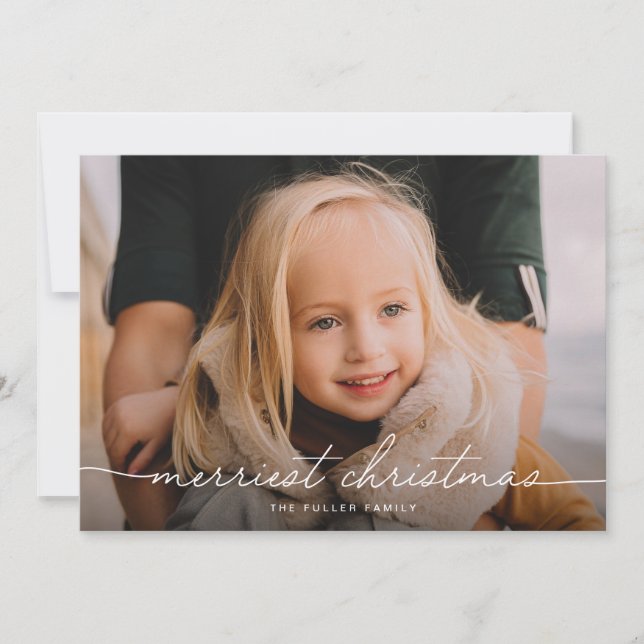 Cartes Pour Fêtes Annuelles Calligraphie Script Trois Photo Joyeux Noël (Devant)