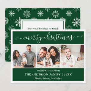 Cartes Pour Fêtes Annuelles Calligraphie Snowflakes Christmas Green 3 Photo