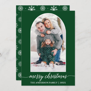 Cartes Pour Fêtes Annuelles Calligraphie Snowflakes Photo Arche de Noël Vert