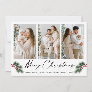 Cartes Pour Fêtes Annuelles Calligraphie Stylo à encre Aquarelle Pines Berries