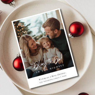 Cartes Pour Fêtes Annuelles Calligraphie superposer photo gloire à Dieu Noël