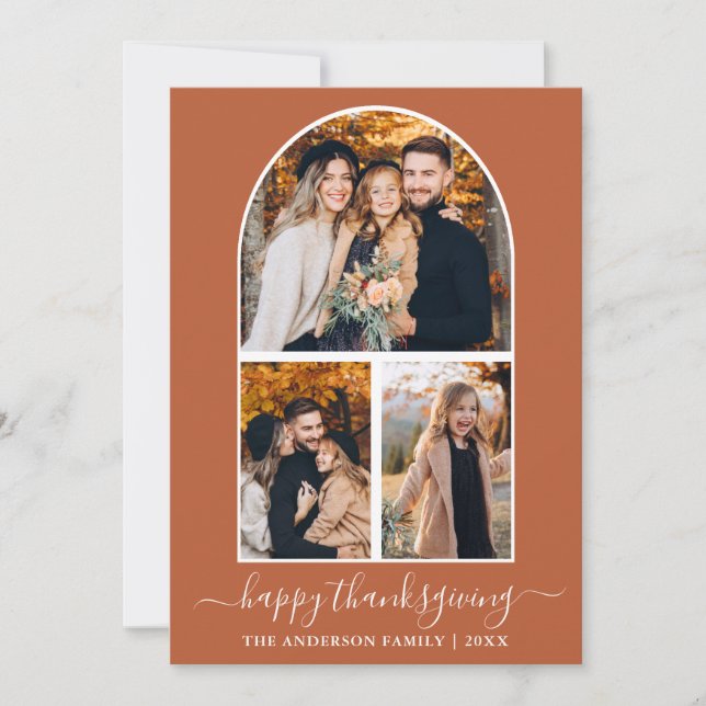 Cartes Pour Fêtes Annuelles Calligraphie Thanksgiving 3 Photo Arc en terre cui (Devant)