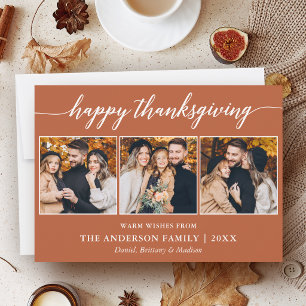 Cartes Pour Fêtes Annuelles Calligraphie Thanksgiving Terracotta 3 Photo