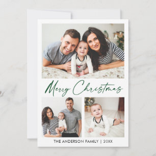 Cartes Pour Fêtes Annuelles Calligraphie vert Encre Script Noël 3 Photo