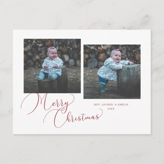 Cartes Pour Fêtes Annuelles Calligraphy Merry Christmas 2-Photo (Devant)