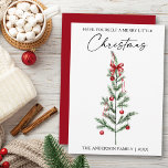 Cartes Pour Fêtes Annuelles Calligraphy Watercolor Red Bow Christmas Tree<br><div class="desc">Modern Elegant Calligraphy Ink Pen Script Minimalist Watercolor Christmas Tree Card - Have Yourself A Merry Little Christmas - Red Bow and Ribbons</div>