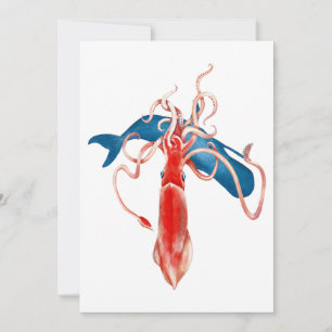 Cartes Pour Fêtes Annuelles Calmar géant contre baleine