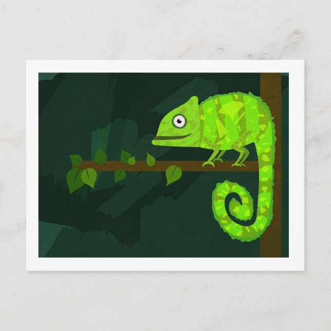 Cartes Pour Fêtes Annuelles Caméléon mignon vert (Devant)