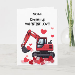 Cartes Pour Fêtes Annuelles Camion de construction Saint-Valentin garçon nom p