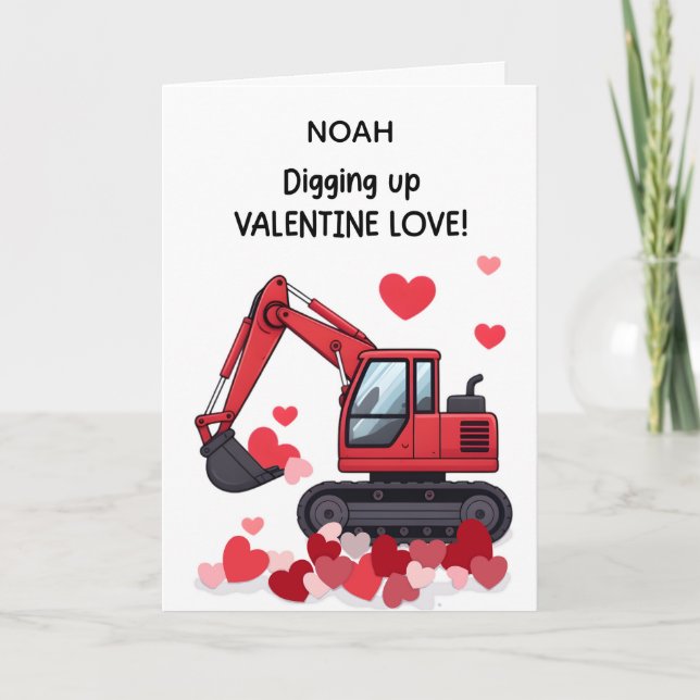 Cartes Pour Fêtes Annuelles Camion de construction Saint-Valentin garçon nom p (Devant)