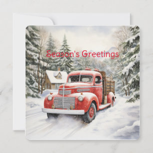 Cartes Pour Fêtes Annuelles Camion de ferme rouge vintage chargé pour Noël