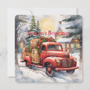 Cartes Pour Fêtes Annuelles Camion de ferme rouge vintage chargé pour Noël