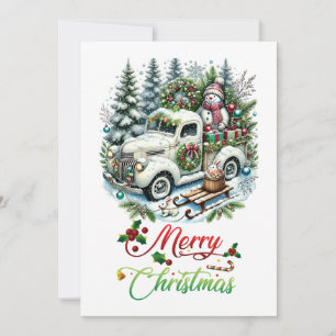 Cartes Pour Fêtes Annuelles Camion de fête Livraison de Noël vintage