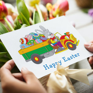 Cartes Pour Fêtes Annuelles Camion de livraison de lapin de Pâques