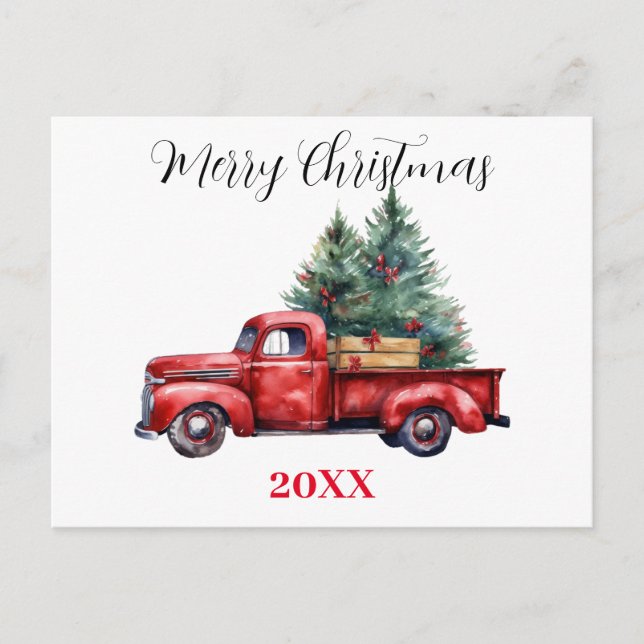 Cartes Pour Fêtes Annuelles Camion de Noël avec arbre (Devant)