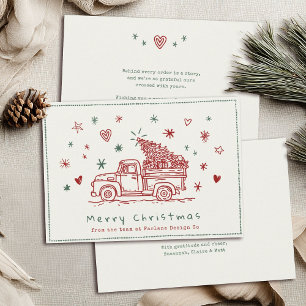 Cartes Pour Fêtes Annuelles Camion de Noël rétro Whimsical Petite entreprise