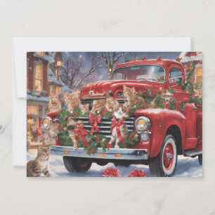Cartes Pour Fêtes Annuelles Camion de Noël rouge avec chats Kitty