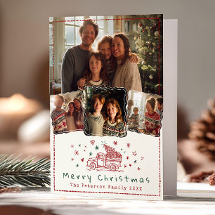 Cartes Pour Fêtes Annuelles Camion de Noël Whimsical à main 4 Photo