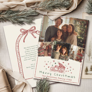 Cartes Pour Fêtes Annuelles Camion de Noël Whimsical à main 4 Photo
