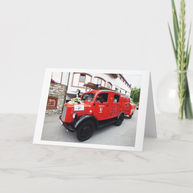 Cartes Pour Fêtes Annuelles Camion de pompiers (Devant)