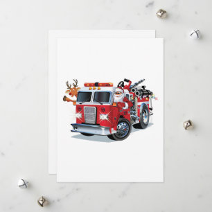 Cartes Pour Fêtes Annuelles Camion de pompiers de Noël cartoon