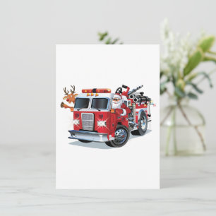 Cartes Pour Fêtes Annuelles Camion de pompiers de Noël de dessin animé