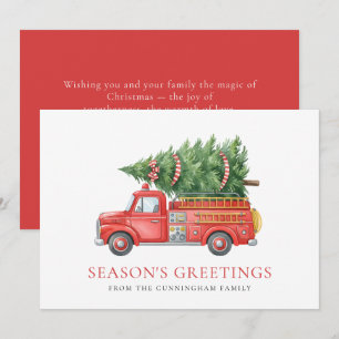 Cartes Pour Fêtes Annuelles Camion de pompiers de Noël moderne personnalisé