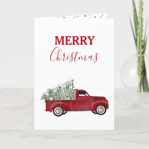 Cartes Pour Fêtes Annuelles Camion de ramassage de Noël Camion Xmas Arbre aqua