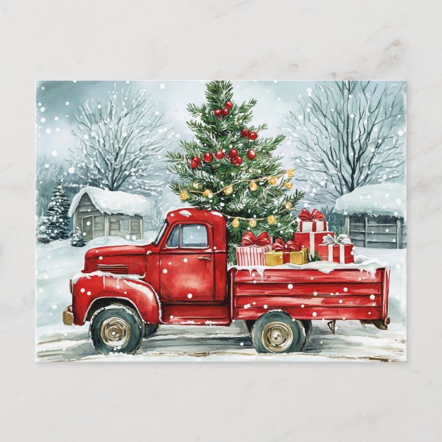 Cartes Pour Fêtes Annuelles Camion de transport d'arbre de Noël (Devant)